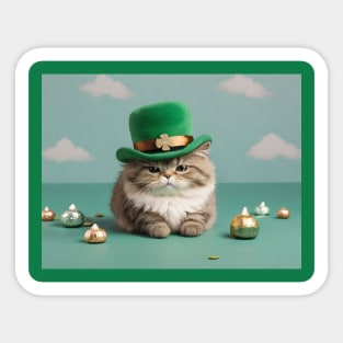 Grumpy St Patrick's day cat Sticker